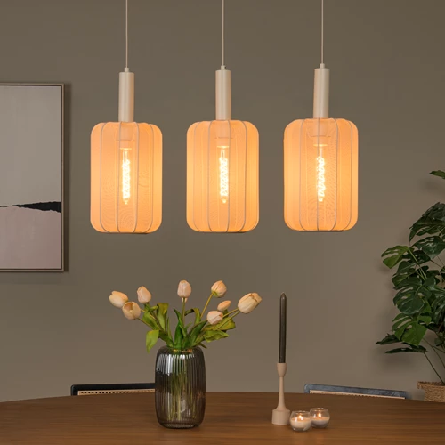 Lucide CORINA - Hanglamp - 3xE27 - Beige - sfeer 1